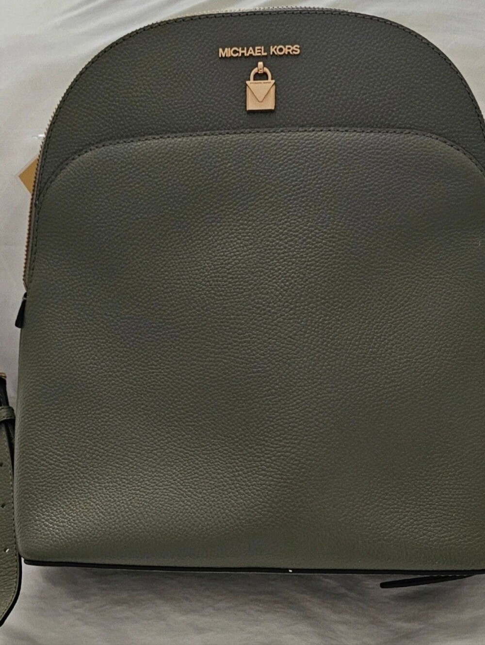 Michael Kors Olive Pebbled Leather Backpack with Gold Hardware